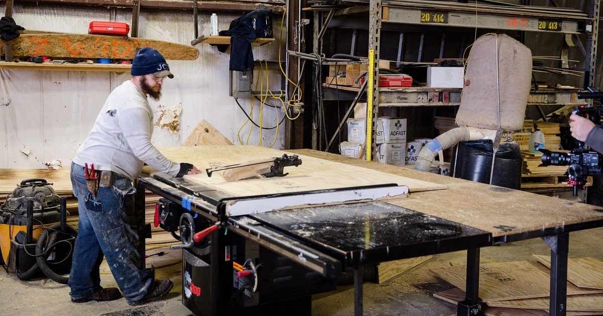 Employee uses SawStop table saw