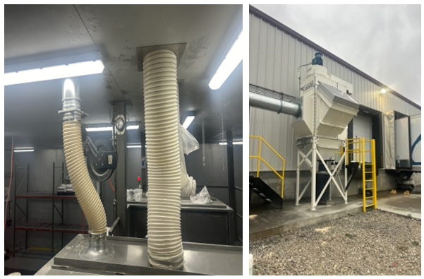 Ventilation tubes on industrial equipment. An outdoor ventilation unit.